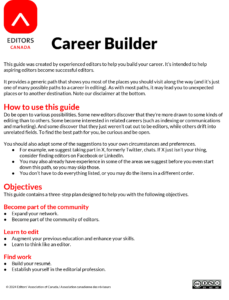 Preview of the first page of Editors Canada's Career Builder tool (2024)