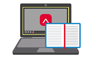 Portable computer with Editors Canada logo on screen behind an open notebook.