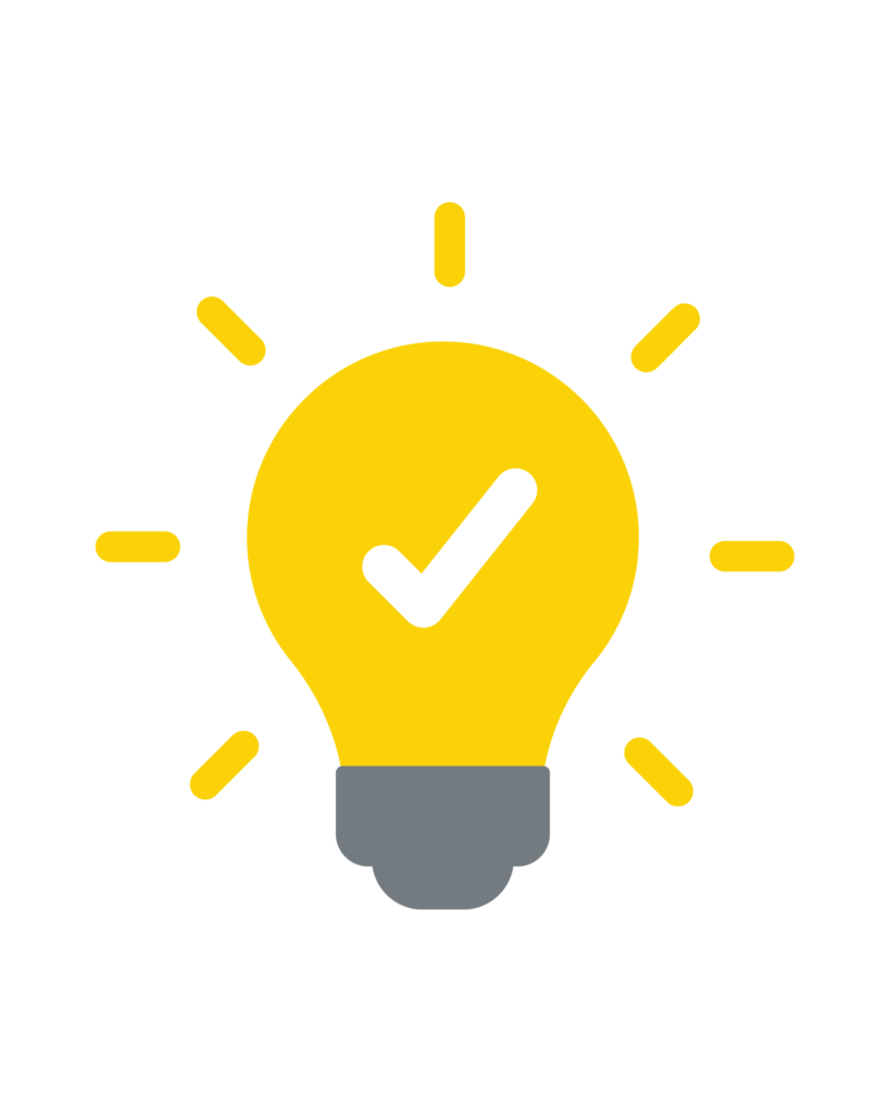 A golden light bulb with a white checkmark in the centre (© chirokung2, 123rf.com)